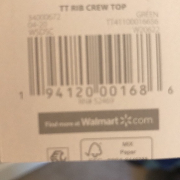 green rib crew top size large 12-14 - Picture 3 of 3